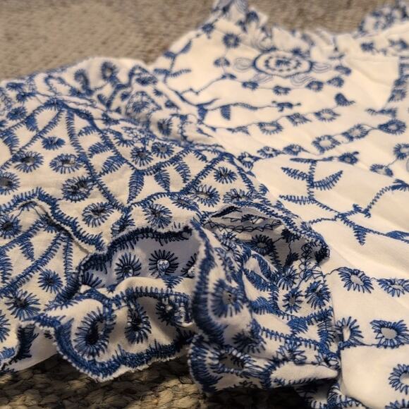 NWT Baltic Born Women's Mirabel Eyelet Midi Cotton Dress Boho Cottage Blue White - Picture 6 of 8